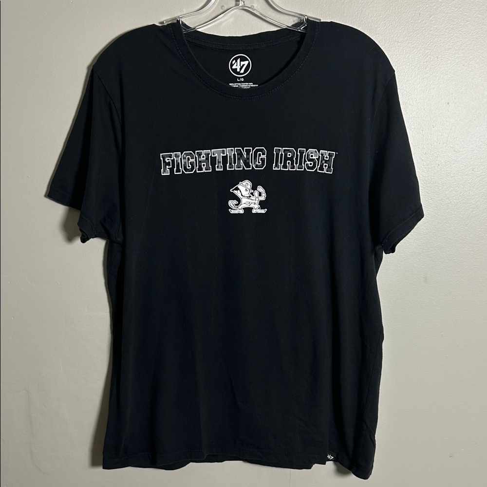 Notre Dame 47 Brand NCAA Women’s Salute to Service Black Camo Logo T-Shirt Sz L